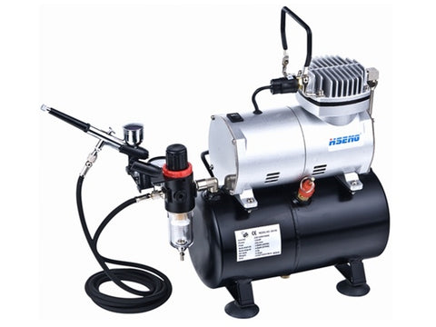Hseng Air Compressor with Holding Tank Kit (Includes Hose & HS-80 Airbrush)